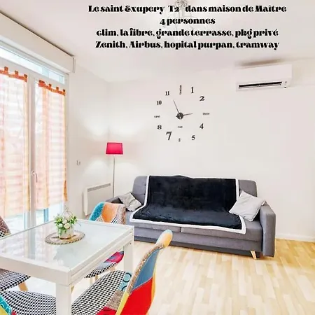 Apartment T2 Ds Villa-terrasse-clim-pkg-meet- Zenith-odyssud Toulouse
